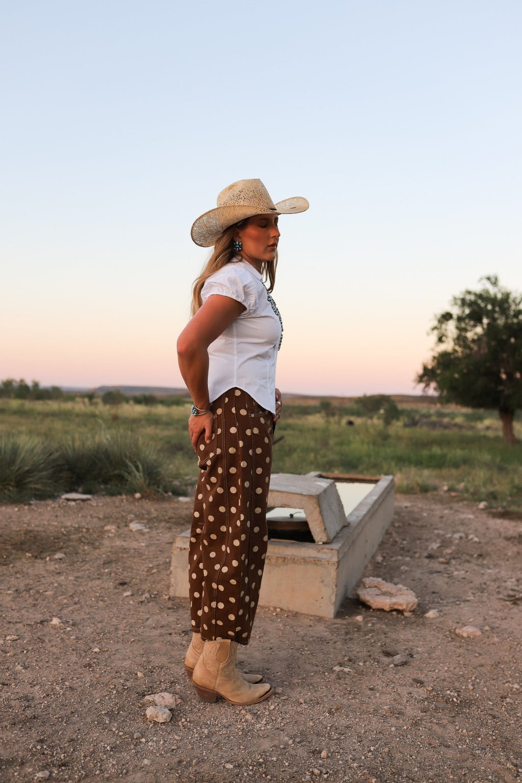 The Brenham Polka Dot Barrel Jeans