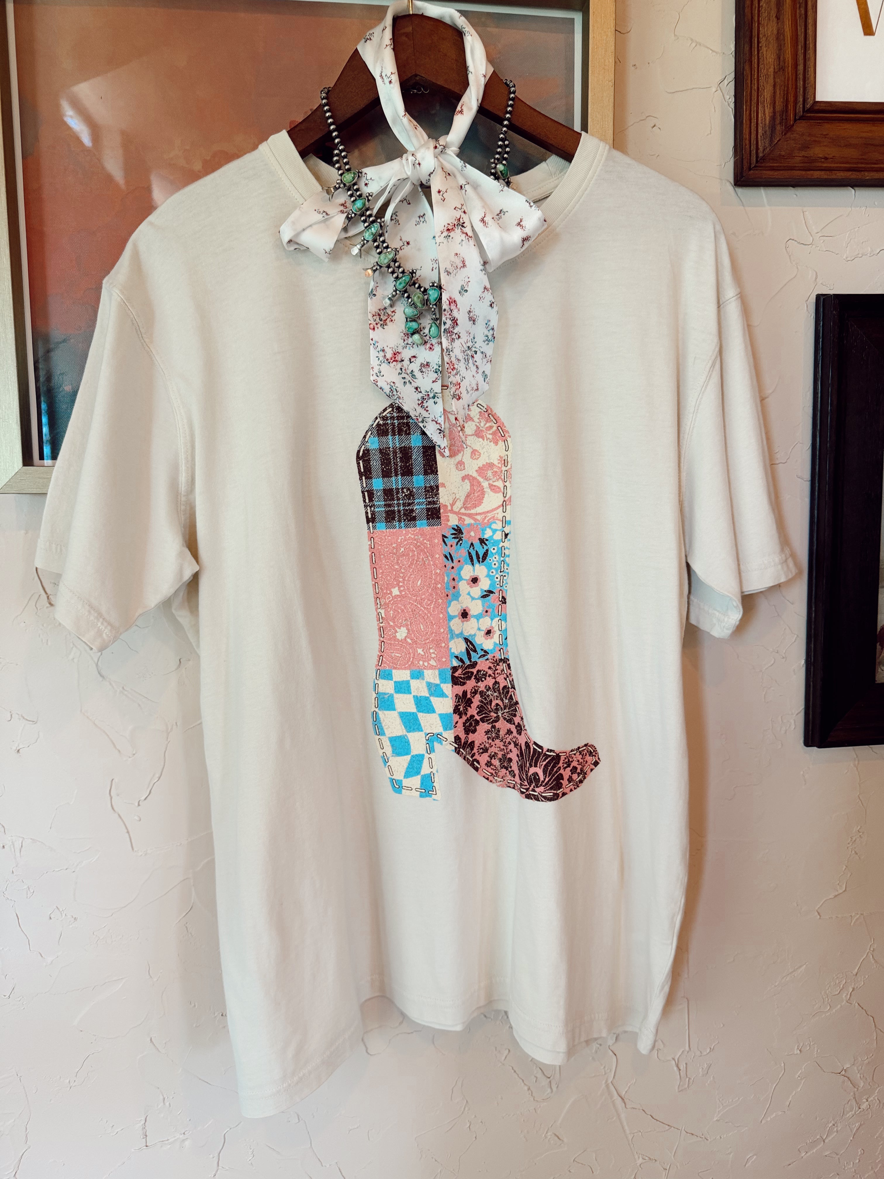 The Quilted Print Cowboy Boot T-Shirt