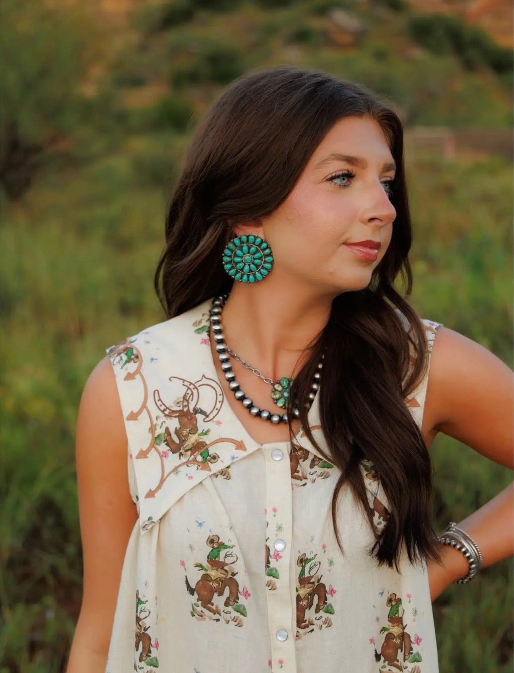 The Embroidered Cowboy Print Dress