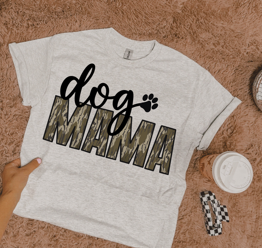 Camo Dog Mama TEE or CREWNECK