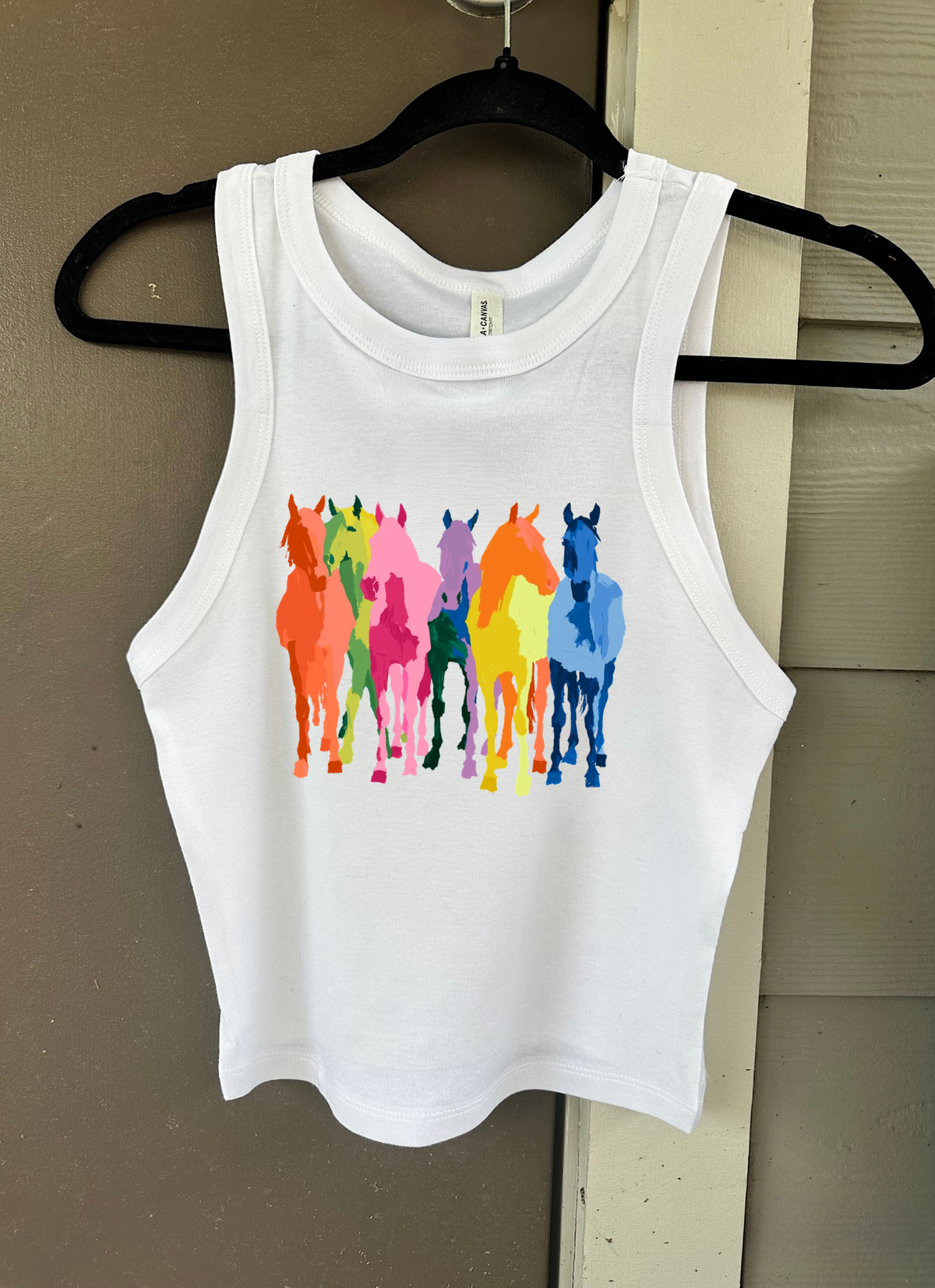 Neon Horses Cropped Tank