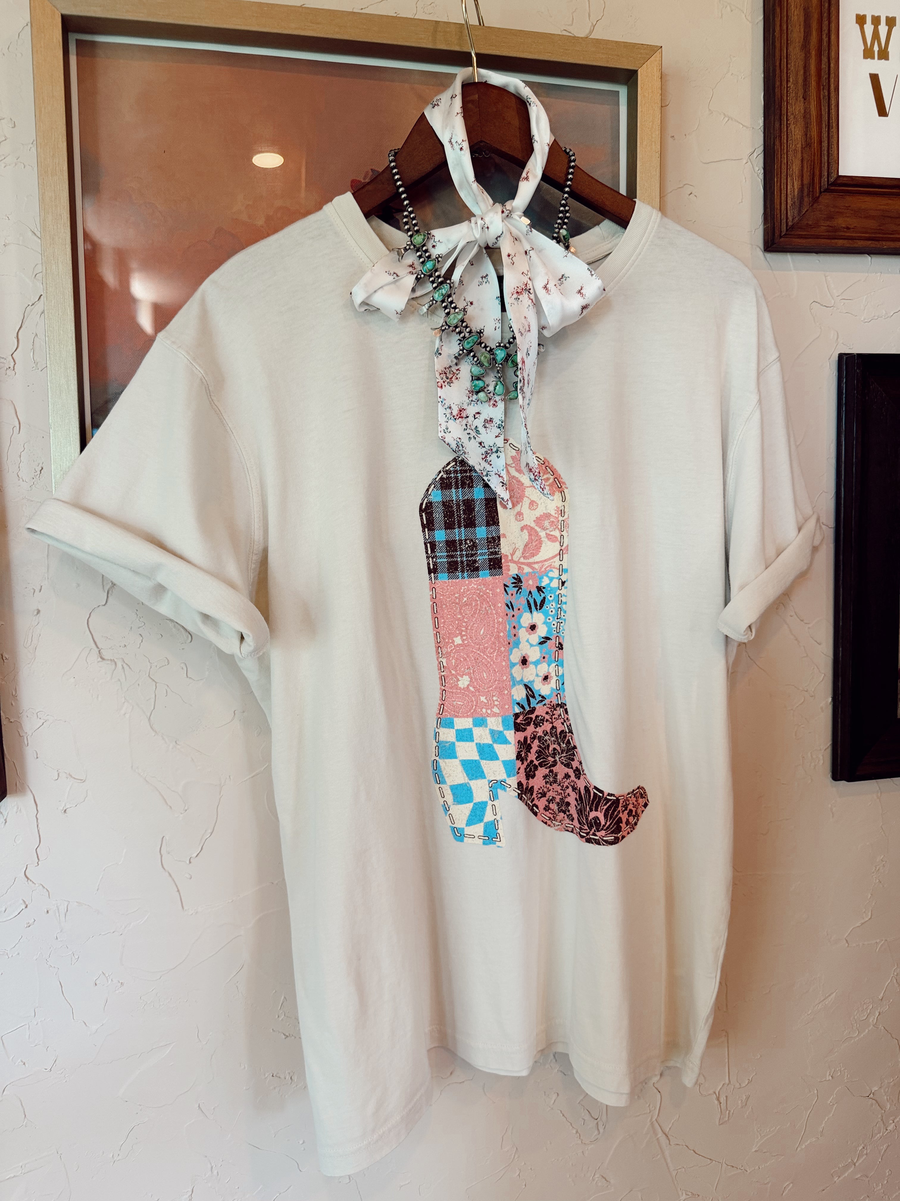 The Quilted Print Cowboy Boot T-Shirt