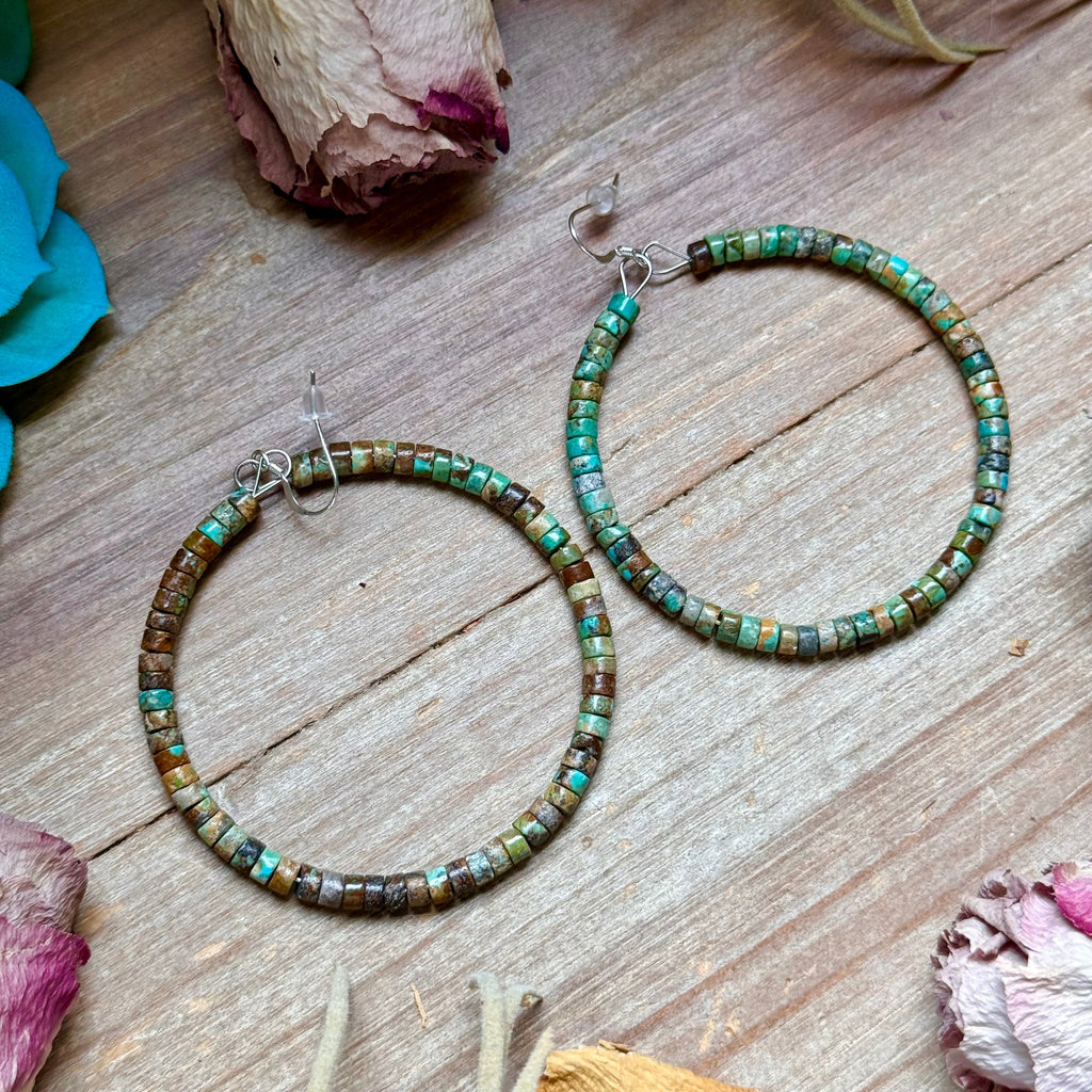 Turquoise Heishi Hoop Earrings
