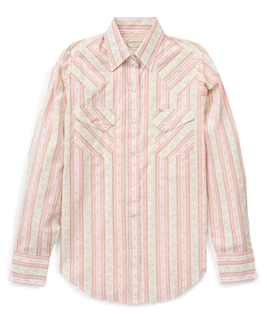 The Cowboygirl Blossom Pink Spurs Granddaddy Snap Shirt