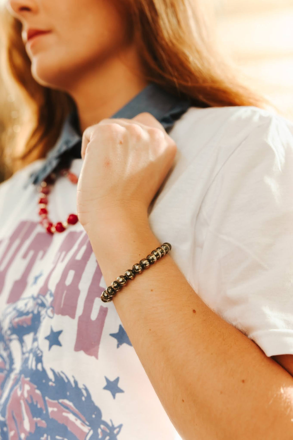8mm Silver Beads Bracelet