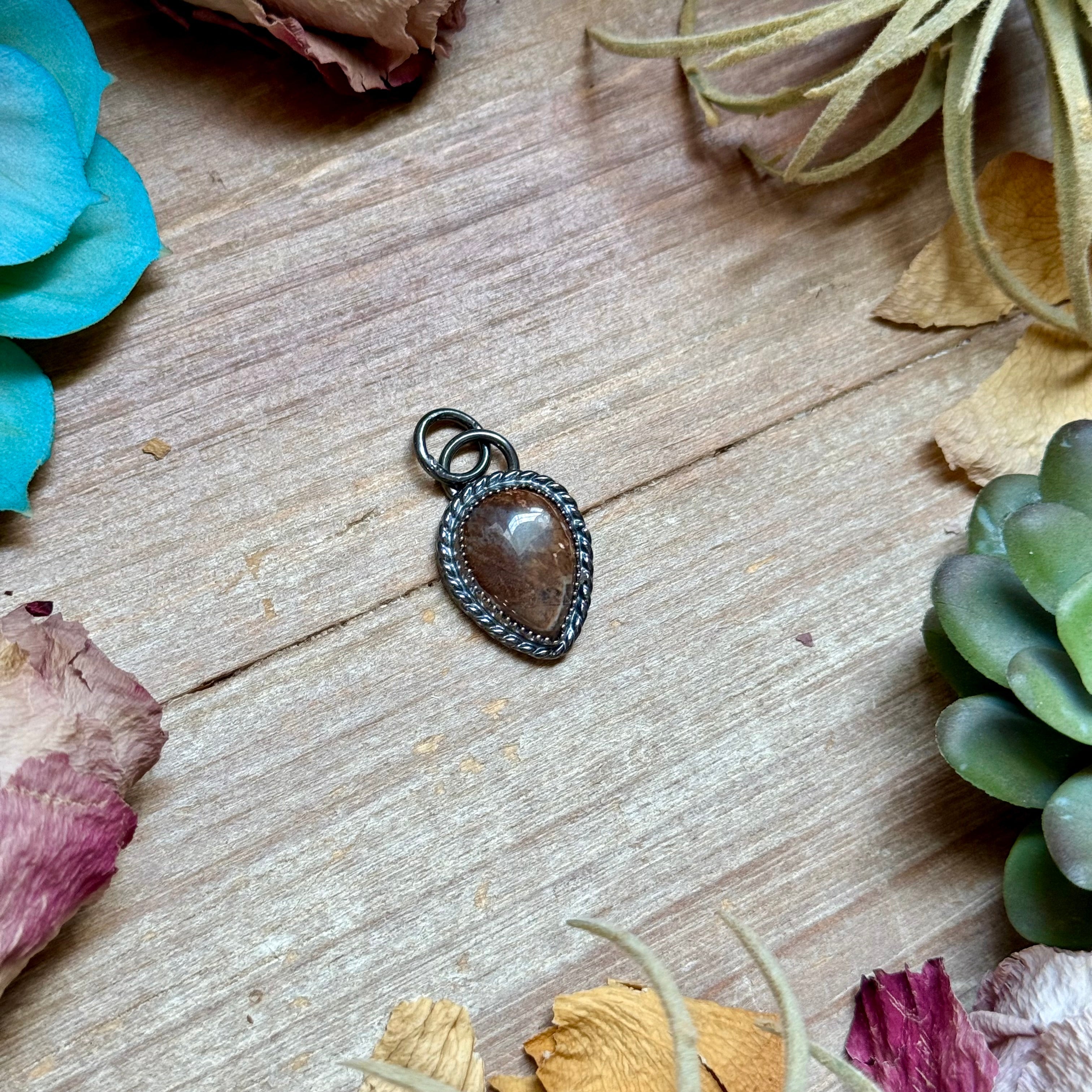 FREE Sterling Silver Necklace + MJ Brown Wild Horse Teardrop Charm