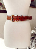 The Classic Buckstitch Belt in Brown LARGE