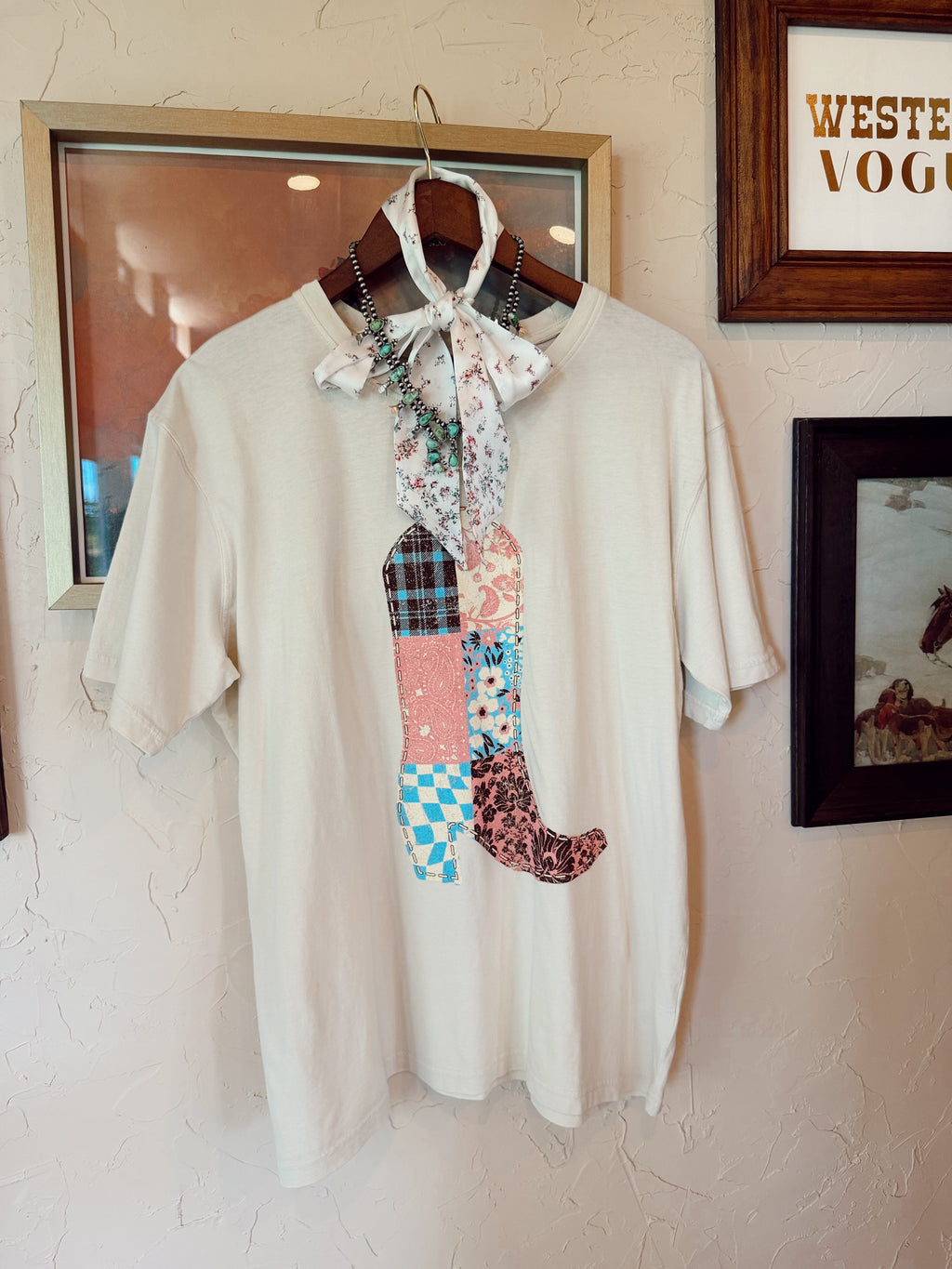 The Quilted Print Cowboy Boot T-Shirt