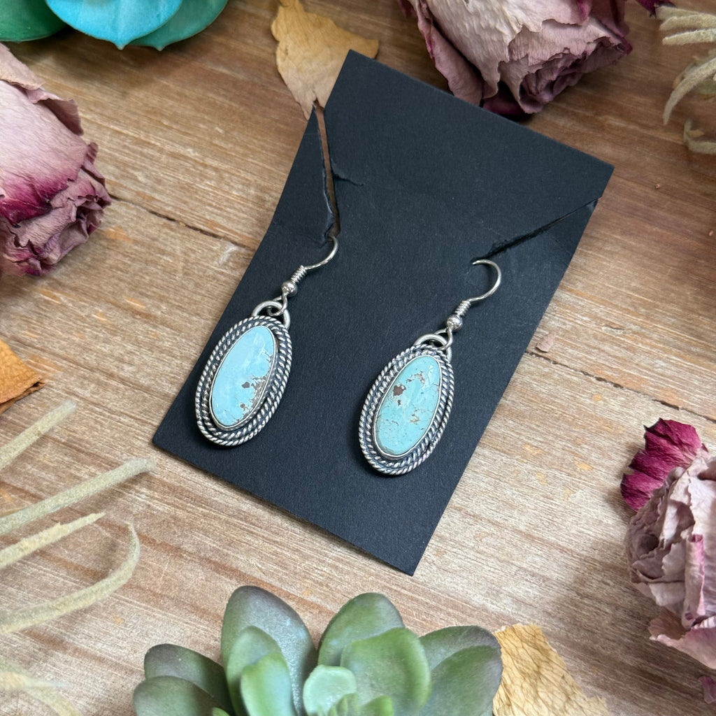 32 - Sterling Silver Dry Creek Turquoise Dangle Earrings by Shay Pfeiffer