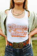 Leave Me Alone Retro Flower Graphic Tank Top