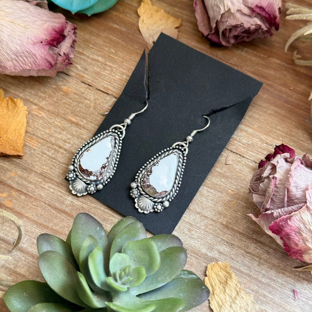 49 - Sterling Silver Wild Horse Jasper Dangle Earrings by Shay Pfeiffer