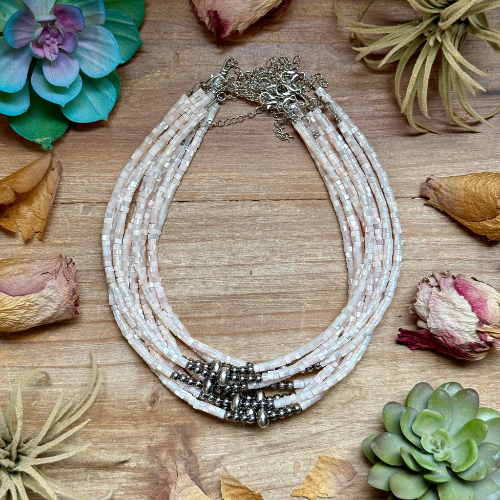 Cream Shell Heishi Necklace – 15"