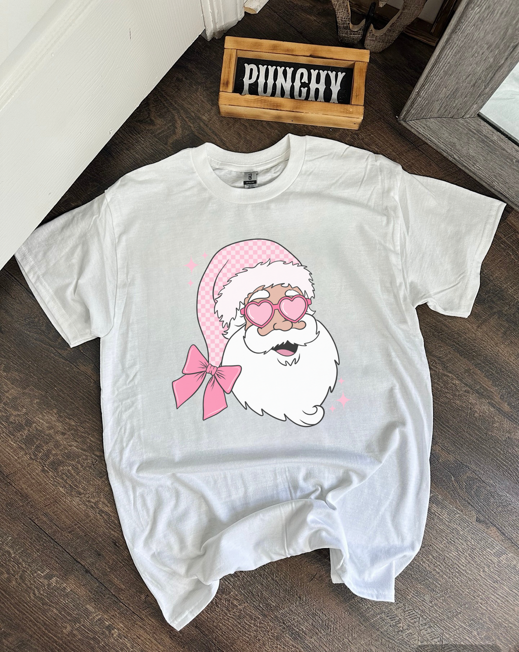 Pink Santa Tee or Crewneck