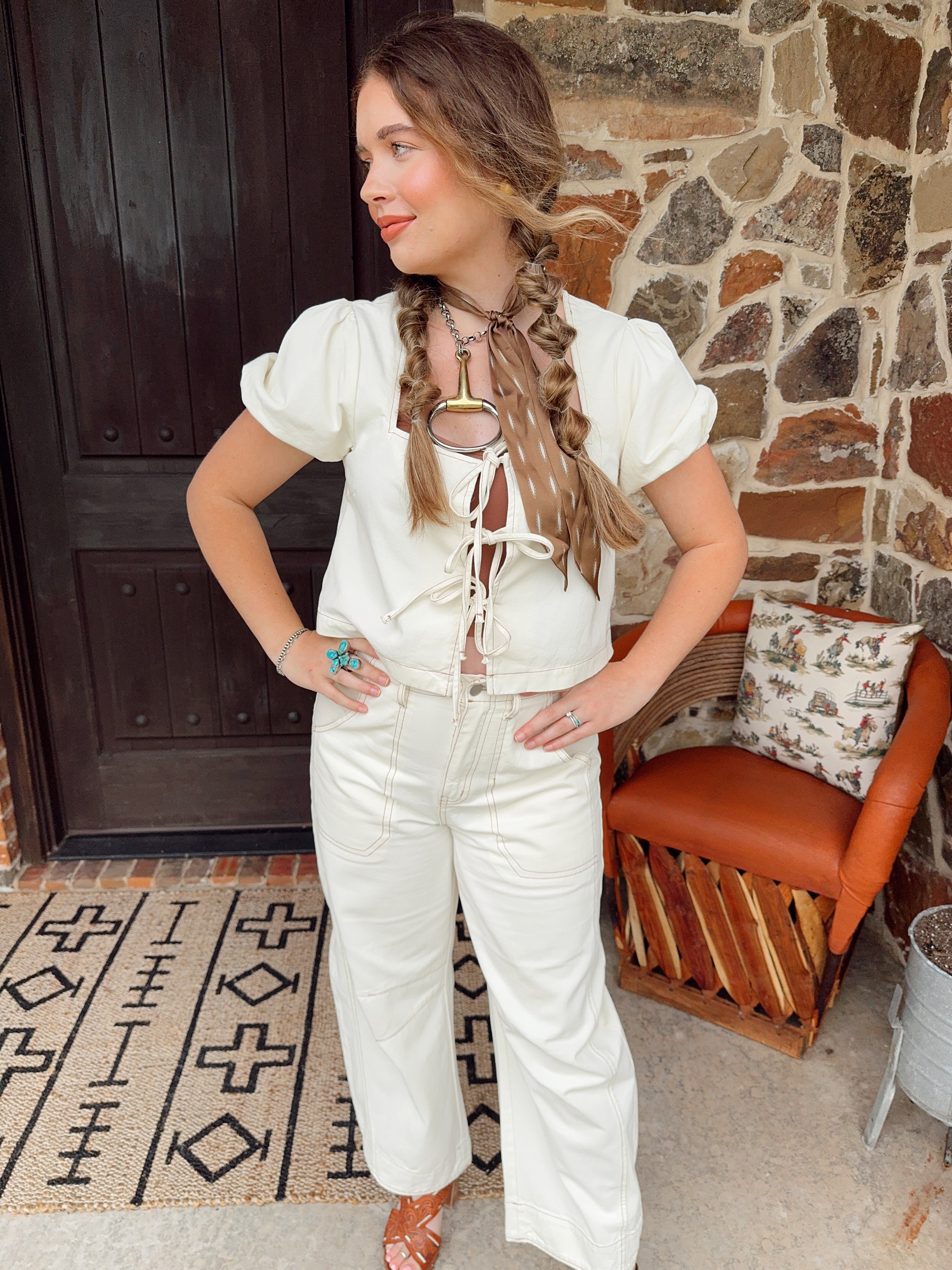 The Georgia Denim Pant Set-Extra Small