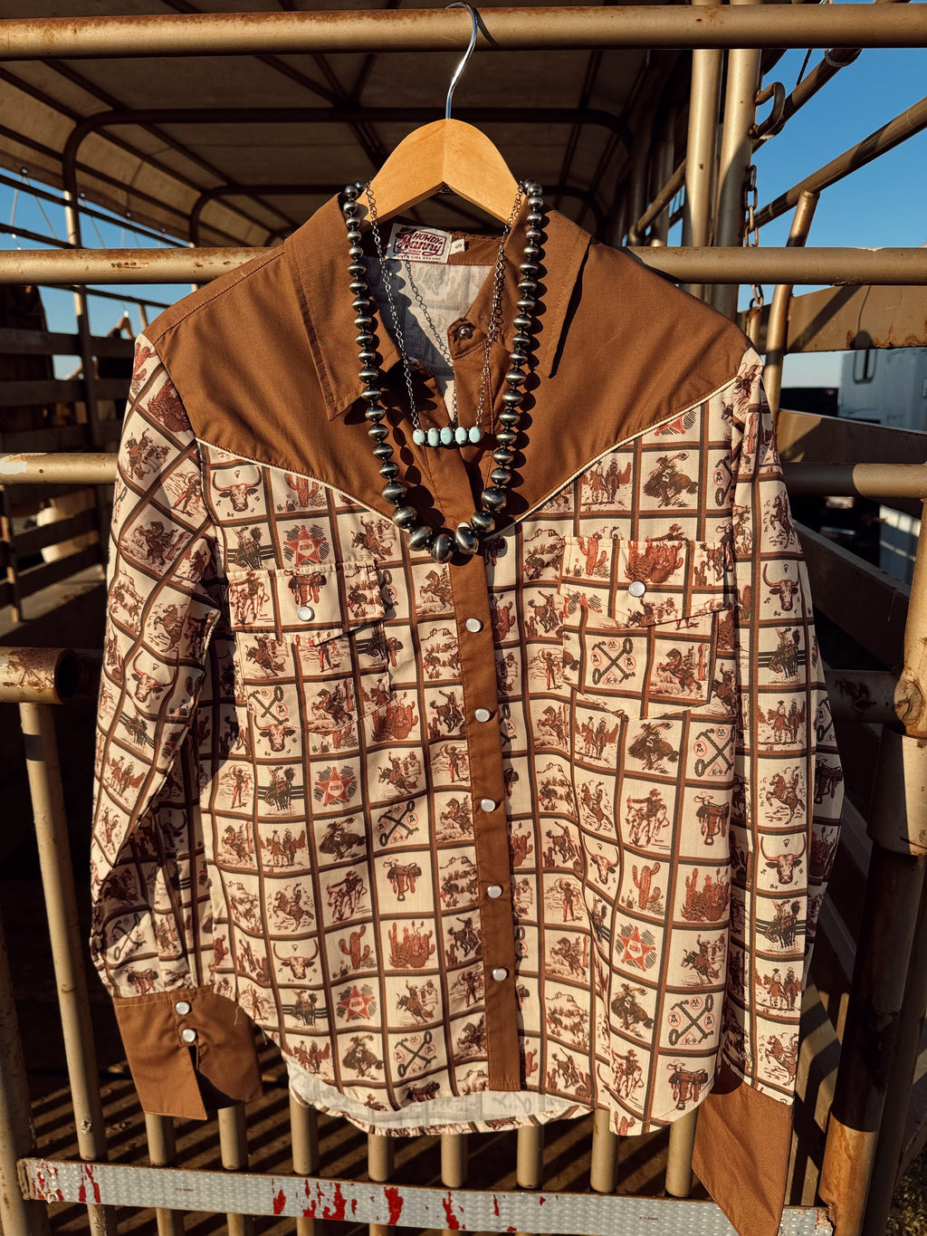 The Western Squares Pearl Snap Top