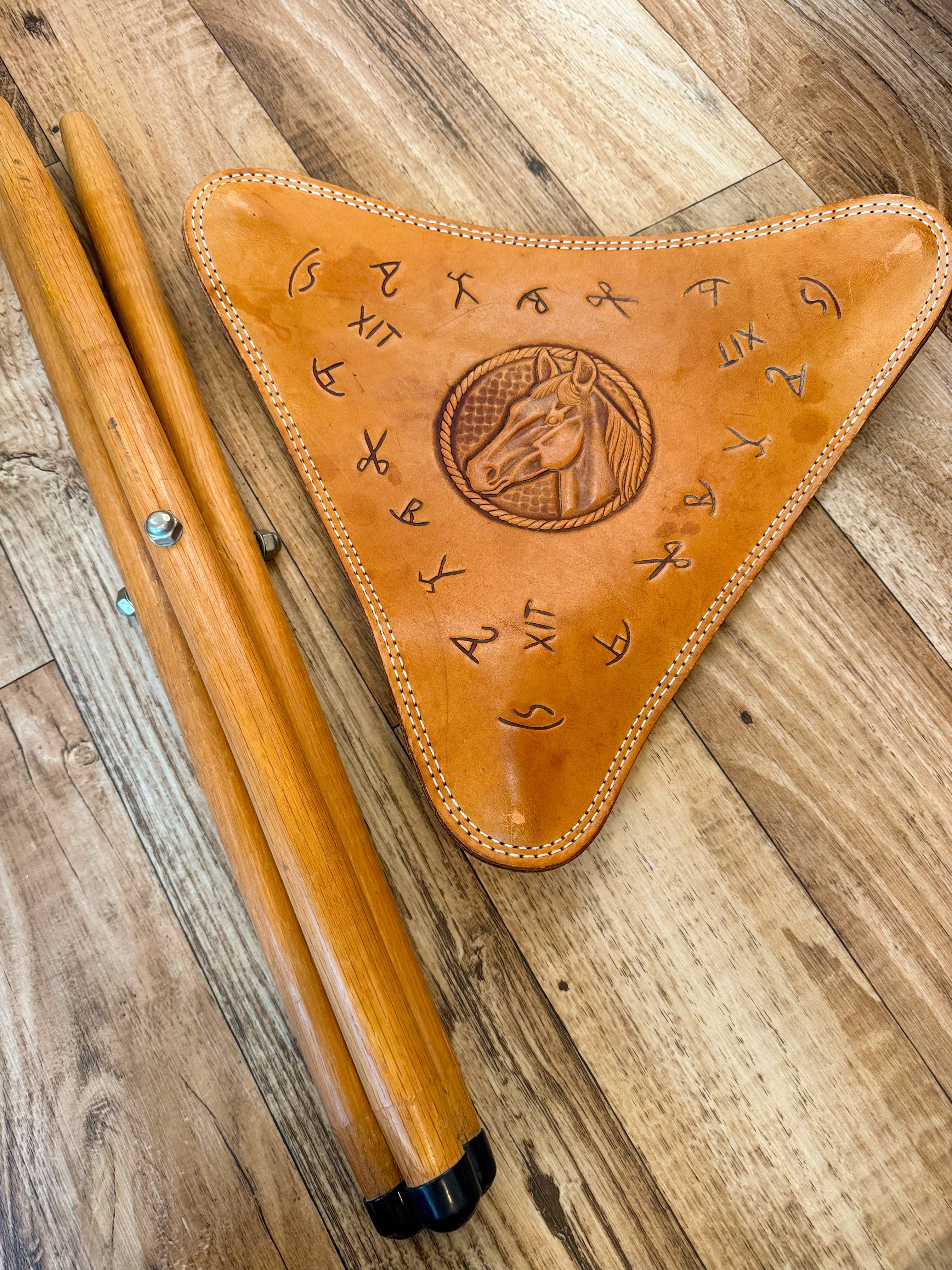 RARE Vintage Western Cattle Brand Stool