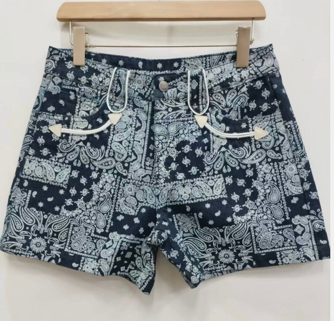 The Bandana Print Denim Shorts