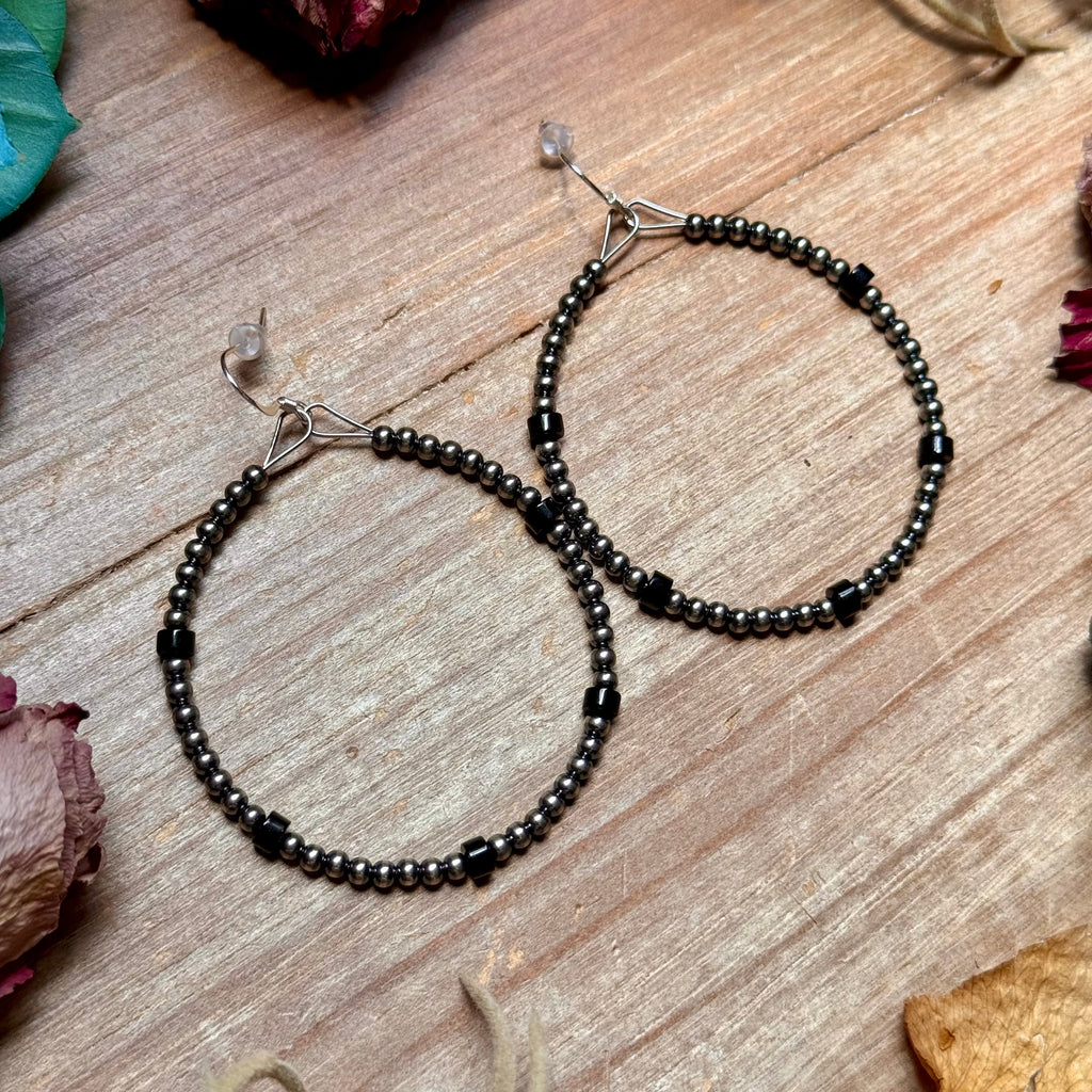 Black Onyx Hoop Earrings – Sterling Silver