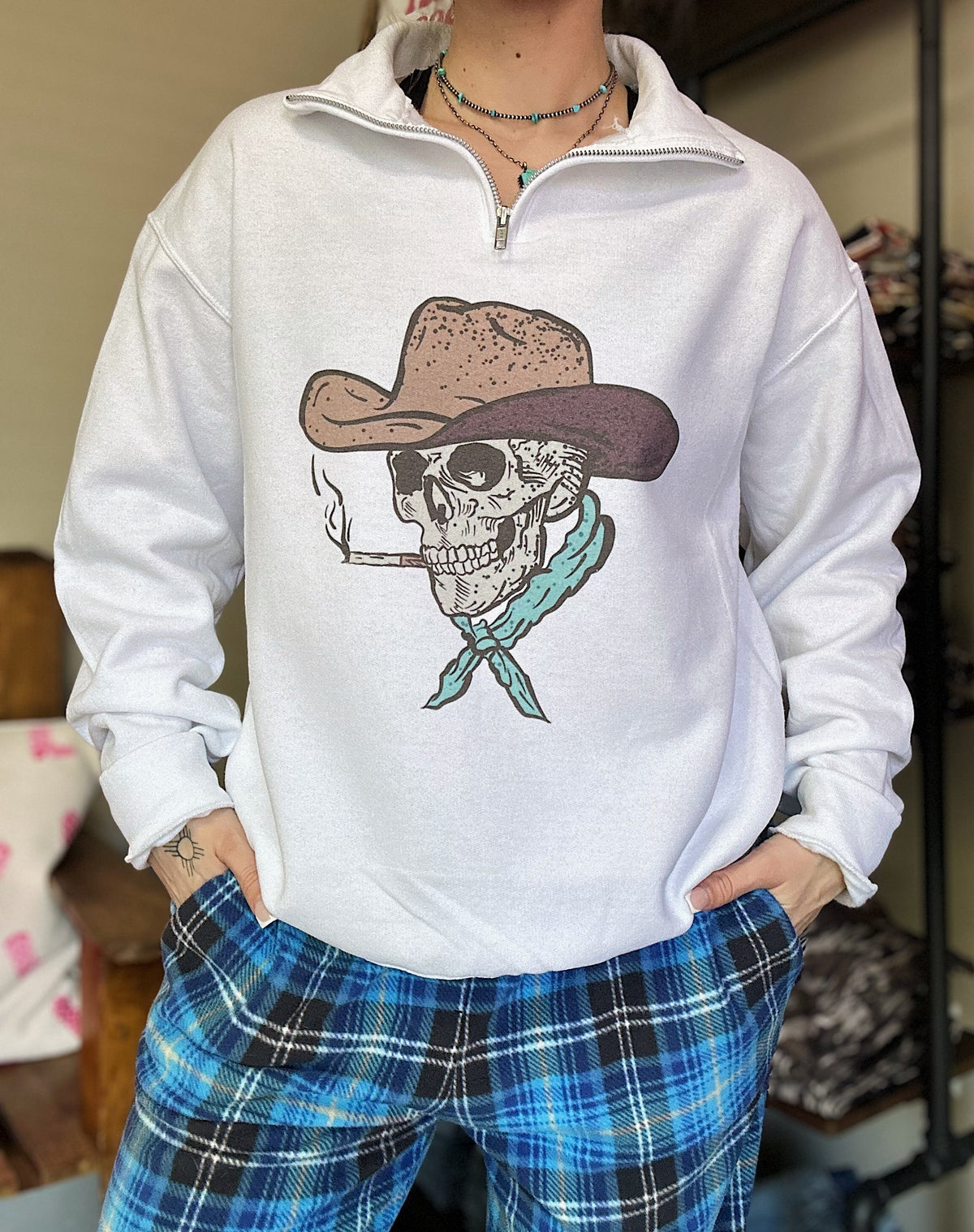 Cowboy Skeleton Quarter Zip