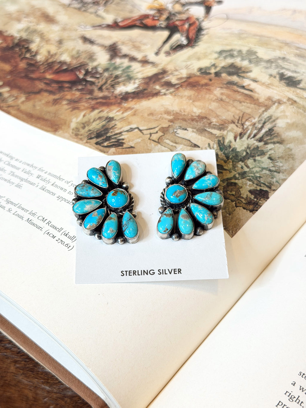 The Half Moon Turquoise Cluster Earrings