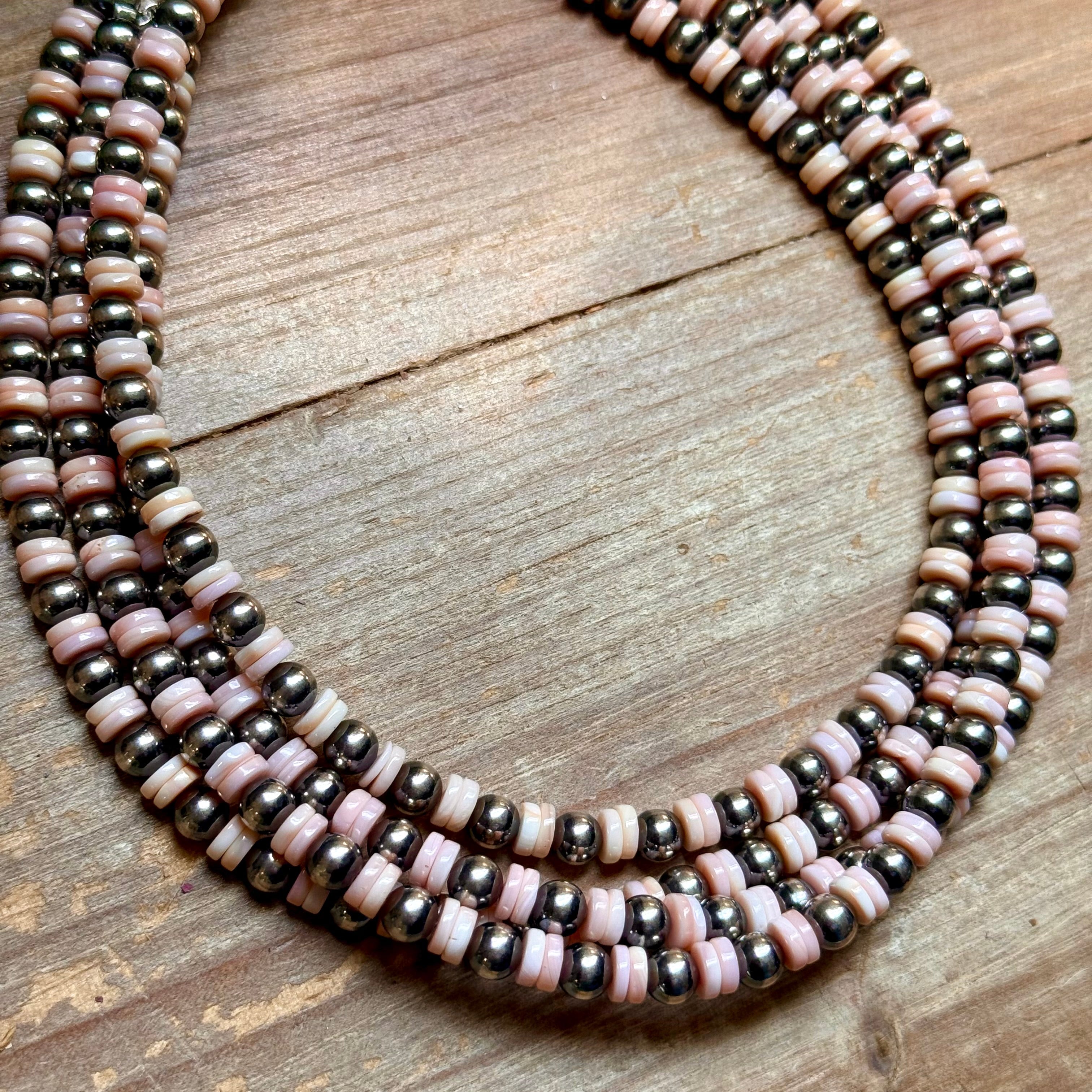 Pink Conch & Sterling Silver Choker 6mm