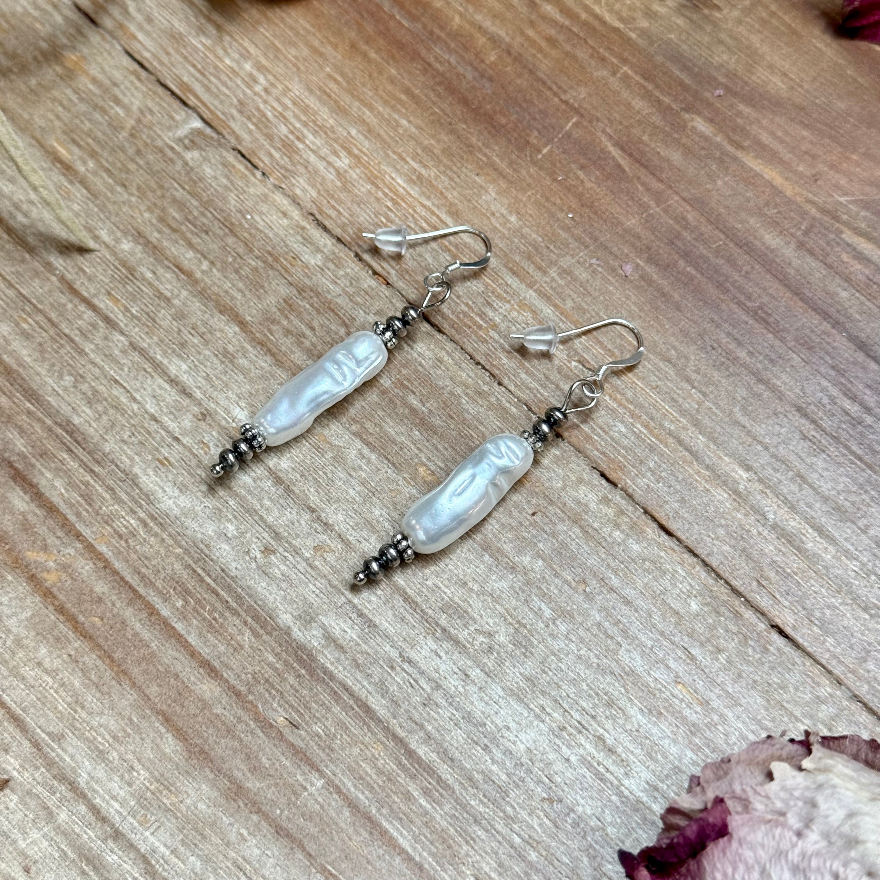 Mother of Pearl & Sterling Silver Dangle Earrings