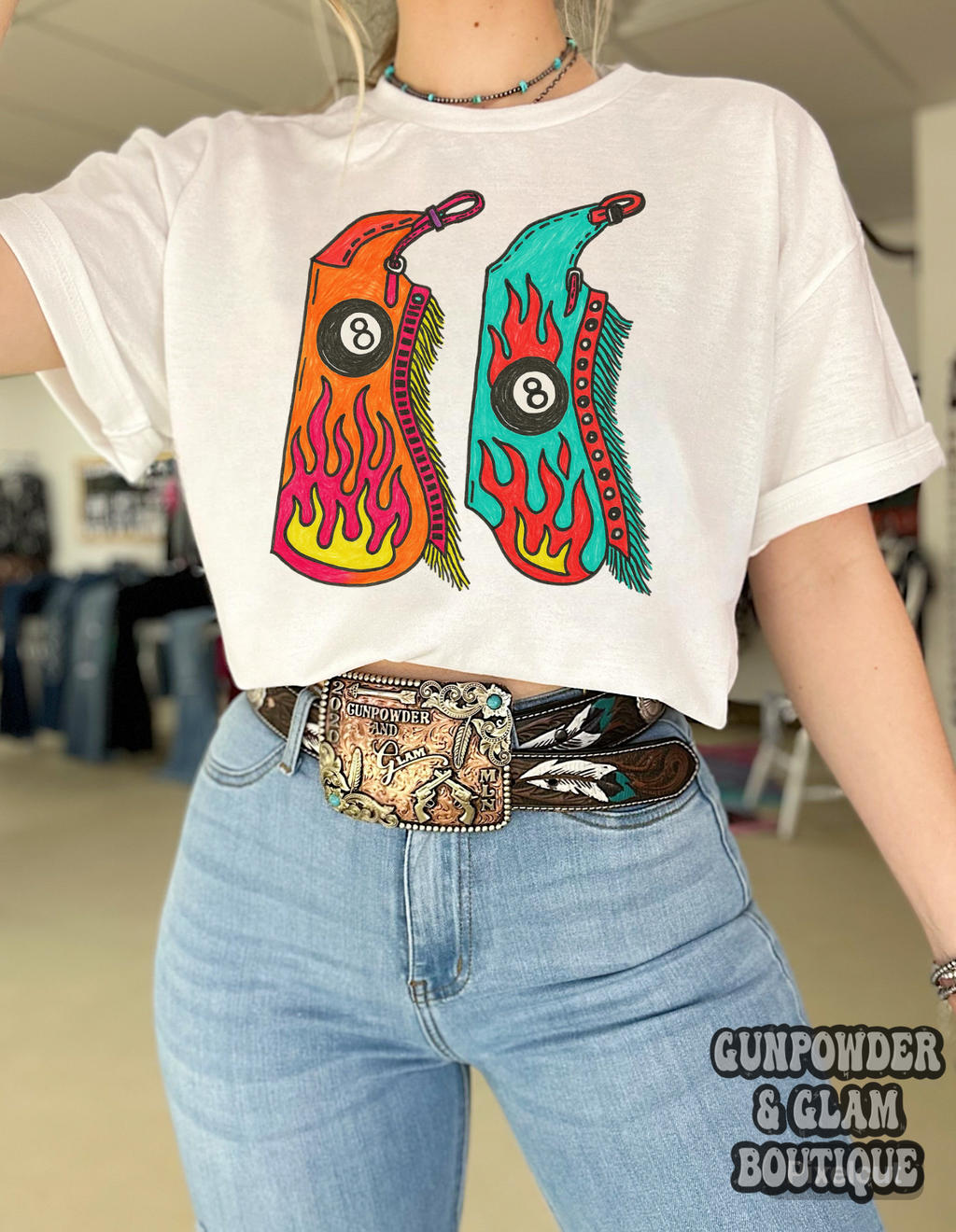 8 Ball Chaps TEE or CREWNECK