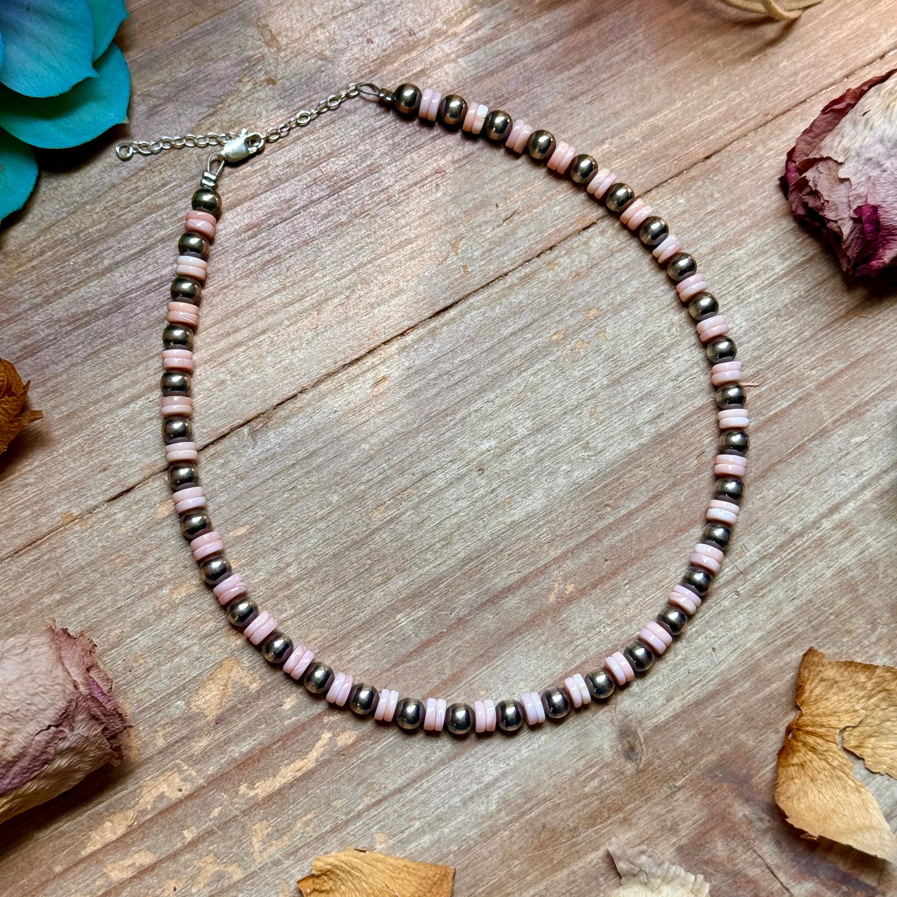 Pink Conch & Sterling Silver Choker 6mm