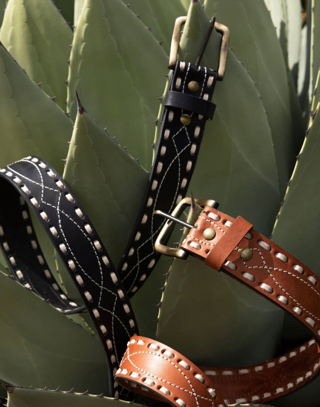 The Classic Buckstitch Belt - saddle