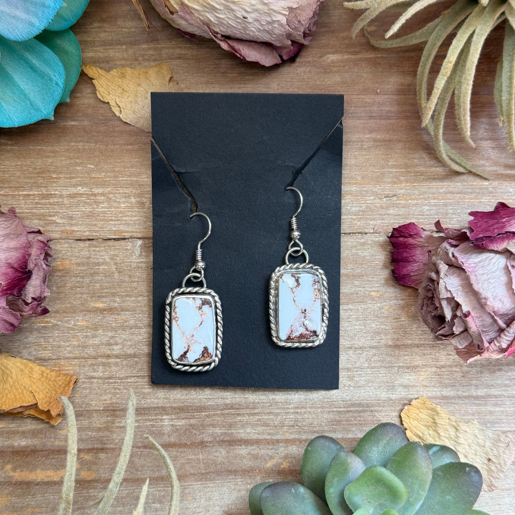 Sterling Silver Wild Horse Jasper Dangle Earrings – Handmade by Artist Jason Ogg