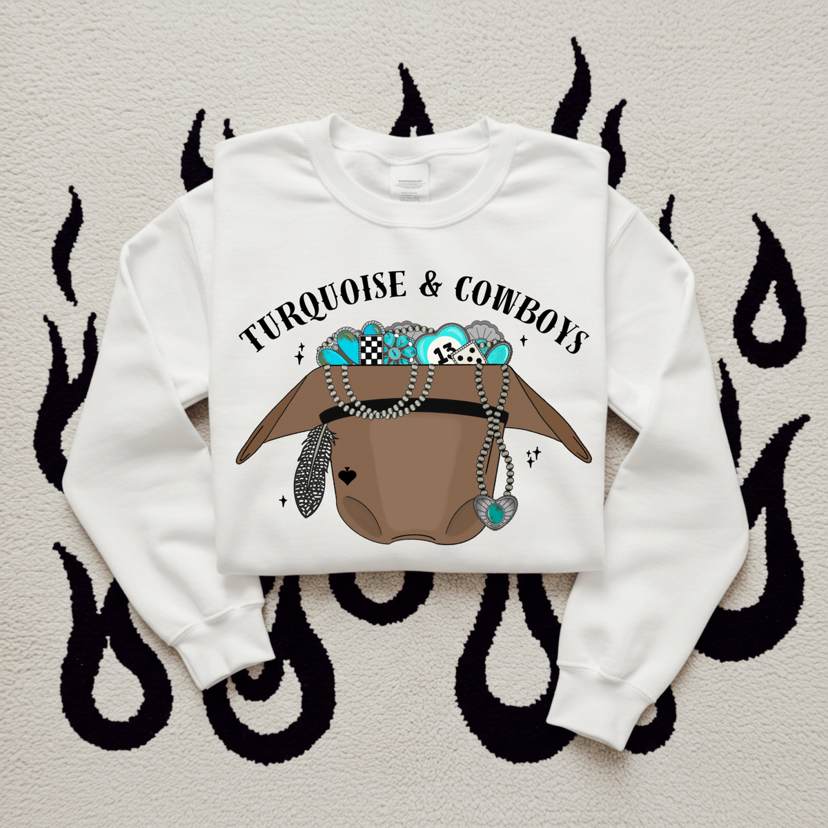 Turquoise & Cowboys TEE or CREWNECK