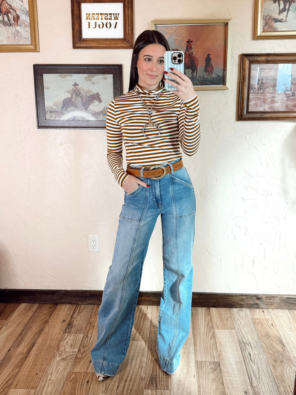 The Turner Top in Brown & White