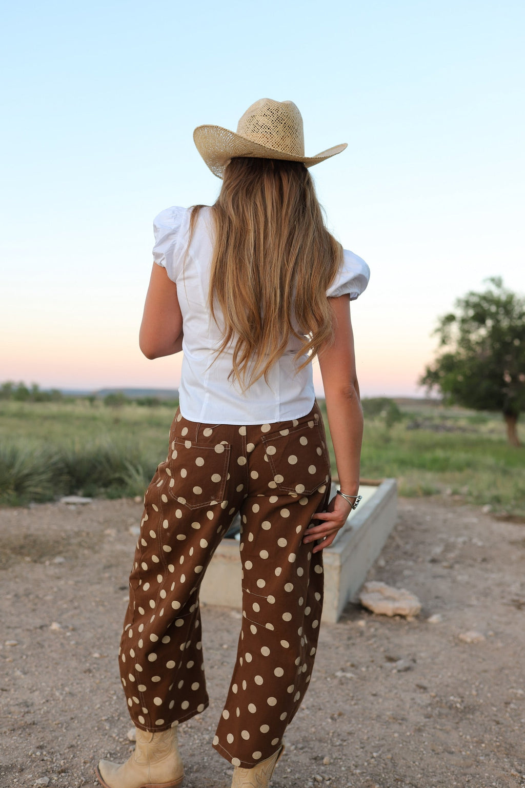 The Brenham Polka Dot Barrel Jeans