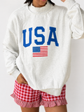 Light Grey Mock Neck Reversible USA/America Graphic Sweatshirt