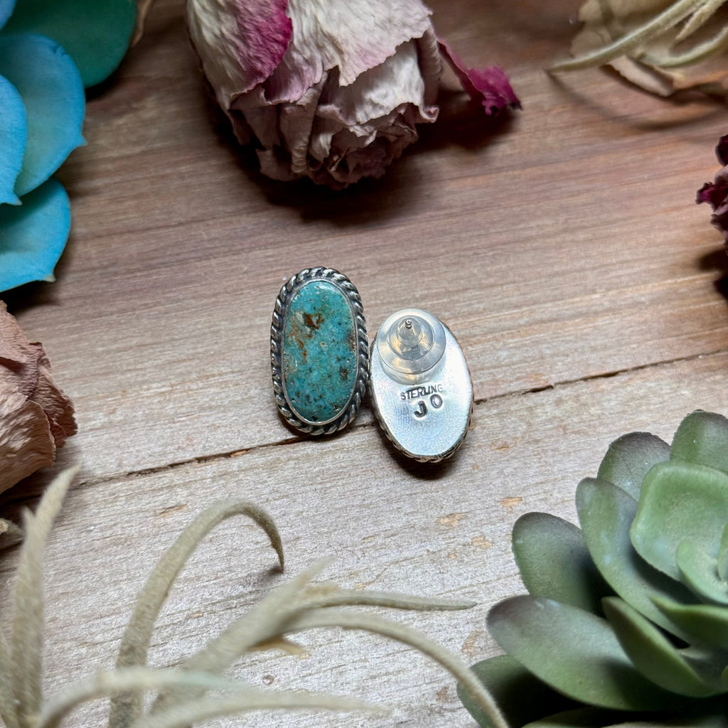 27 - Sterling Silver Cripple Creek Turquoise Stud Earrings by Jason Ogg