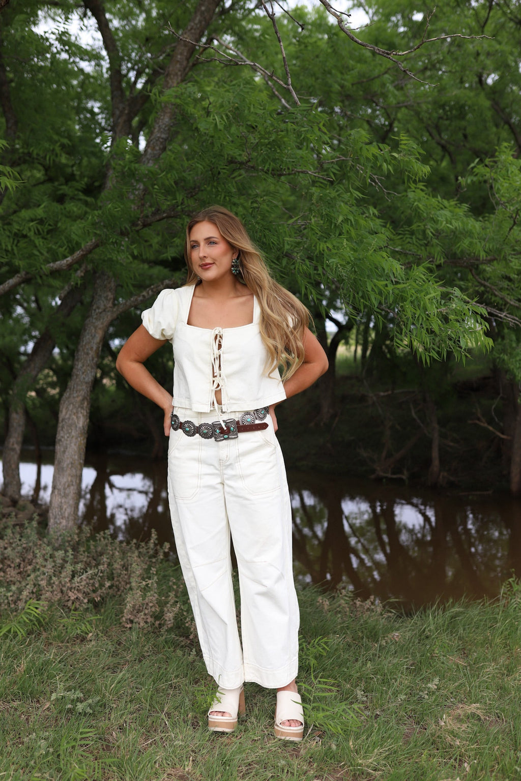 The Georgia Denim Pant Set-Extra Small