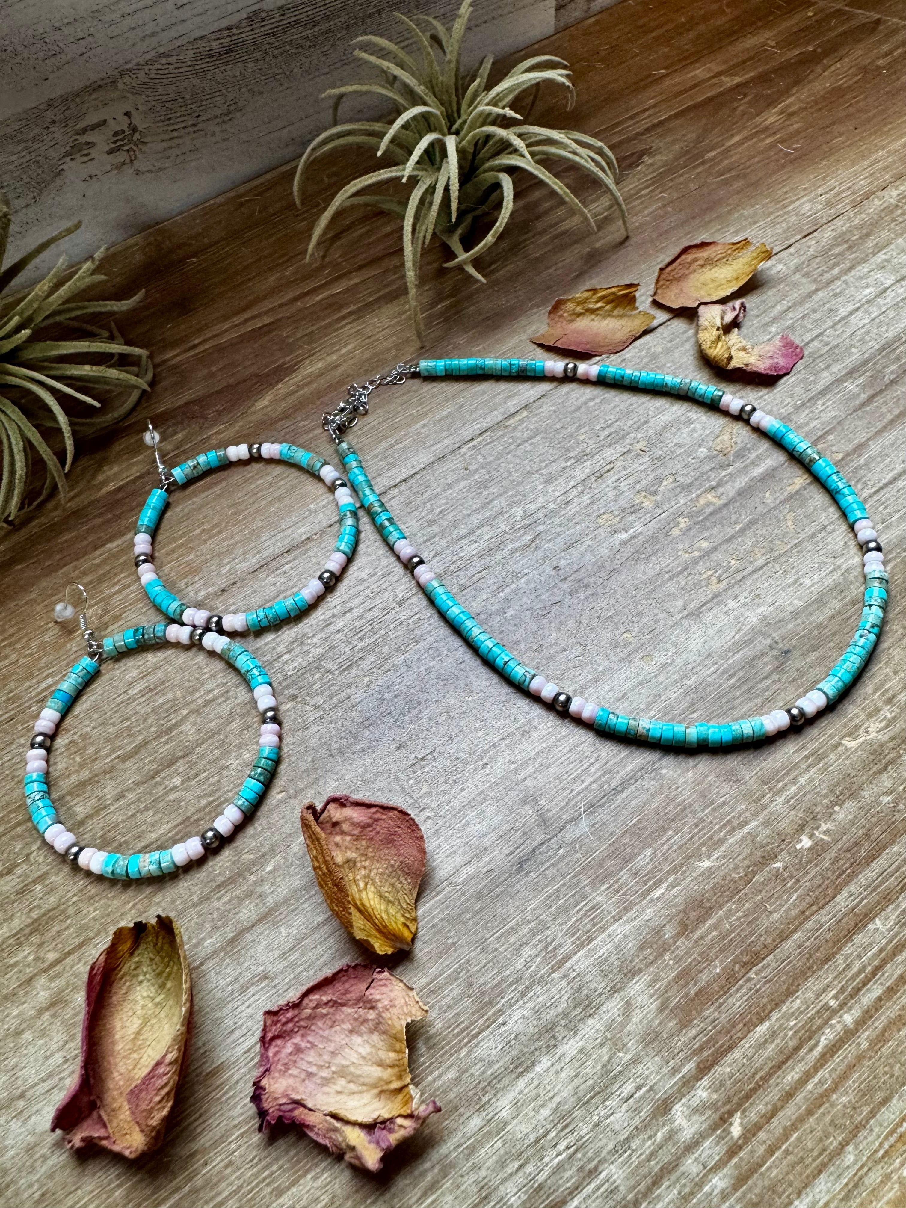 Turquoise Variscite & Pink Conch Choker – Exclusive Bijoux FAB Design