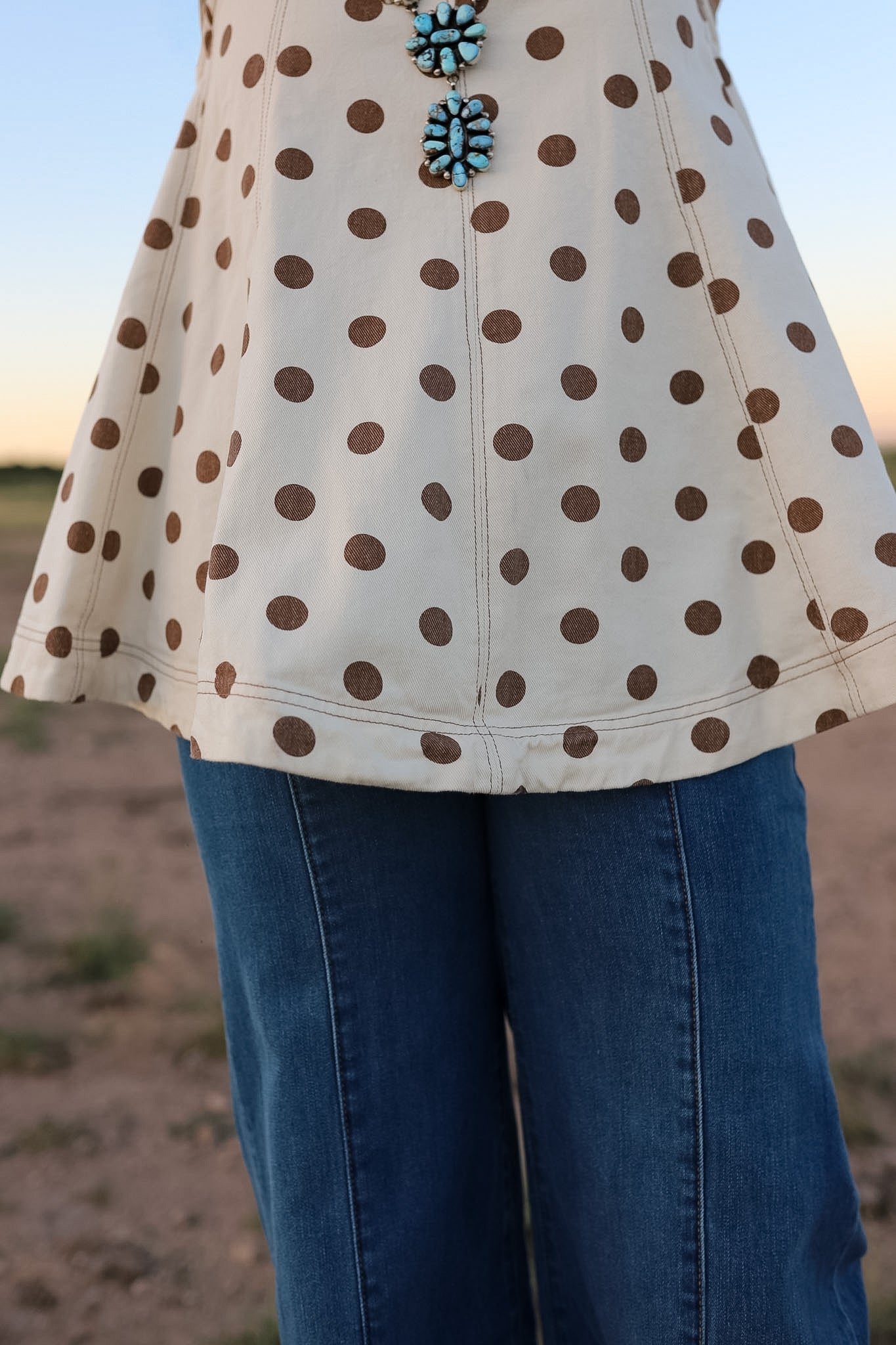 The Posie Polka Dot Denim Top