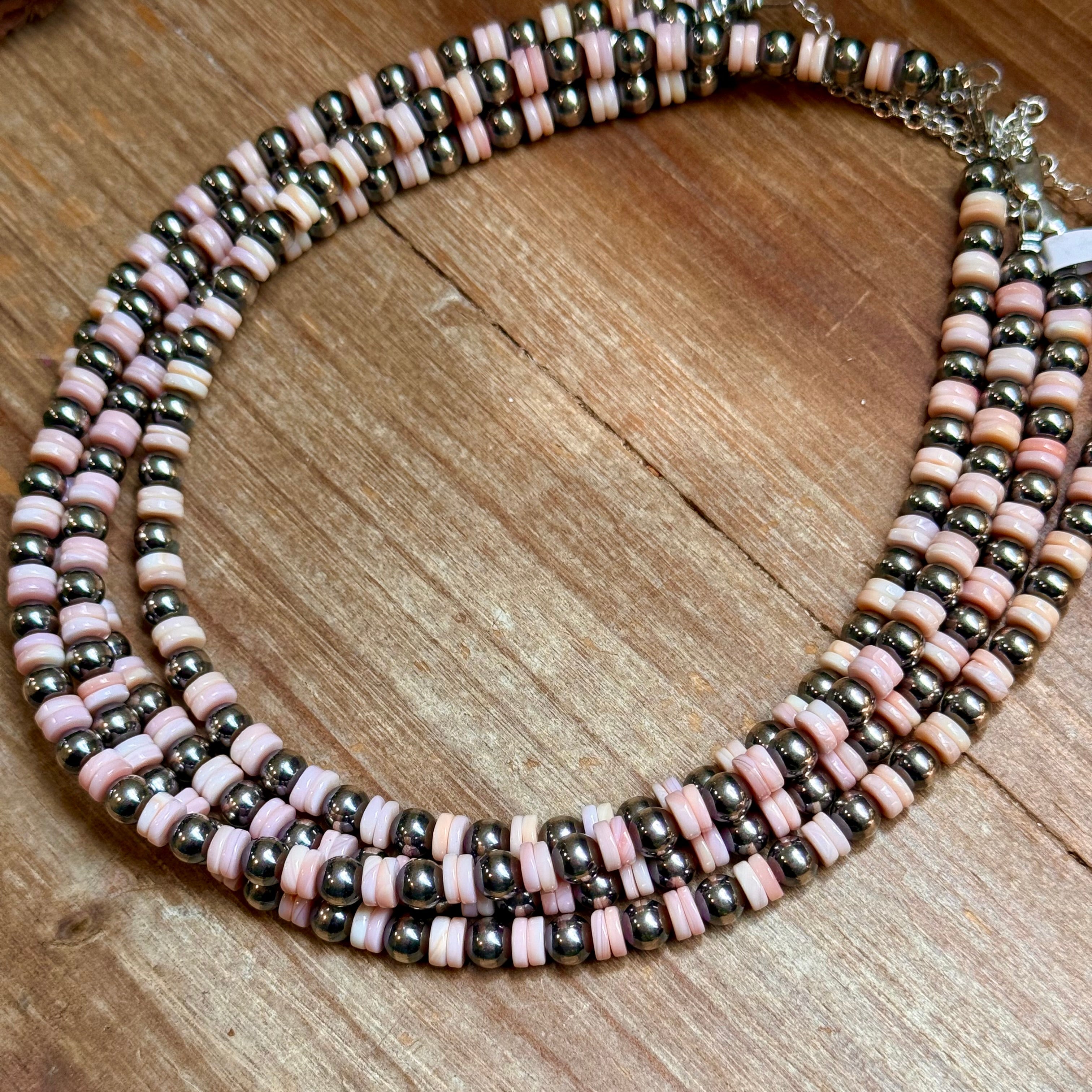 Pink Conch & Sterling Silver Choker 6mm