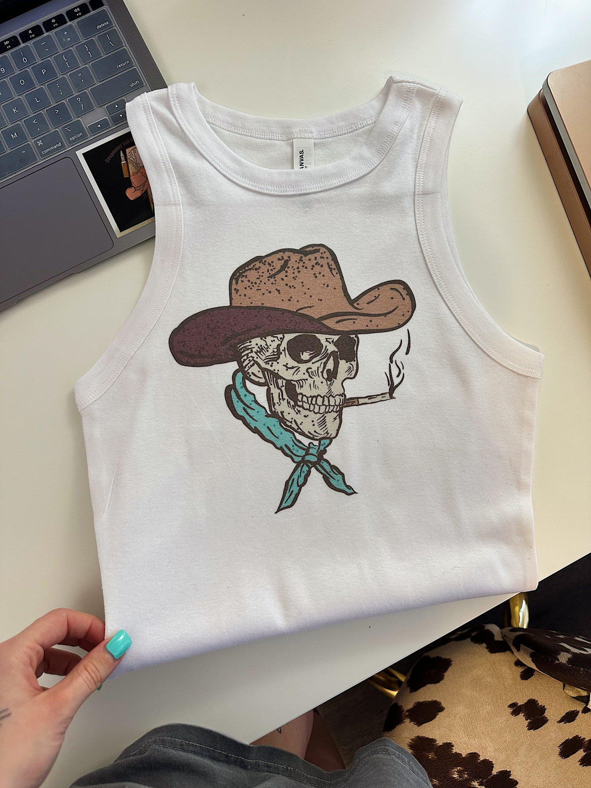 Cowboy Skeleton Cropped Tank