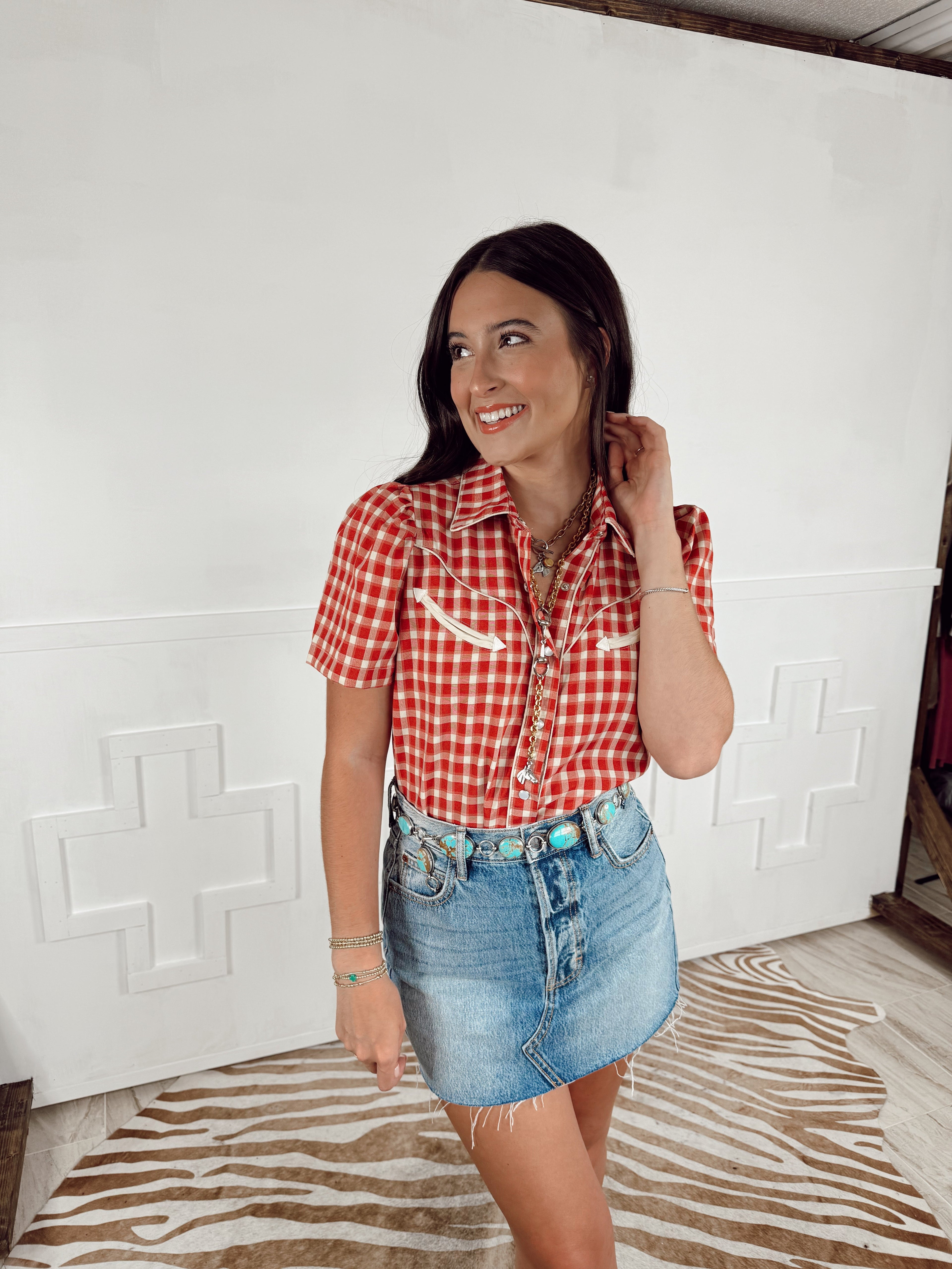 The Gingham Top in Red-BEST SELLER