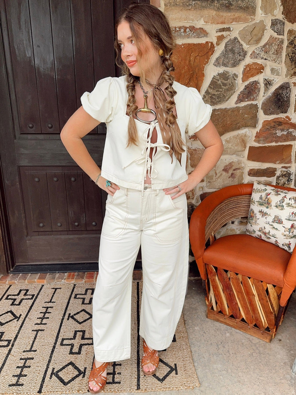 The Georgia Denim Pant Set-Extra Small