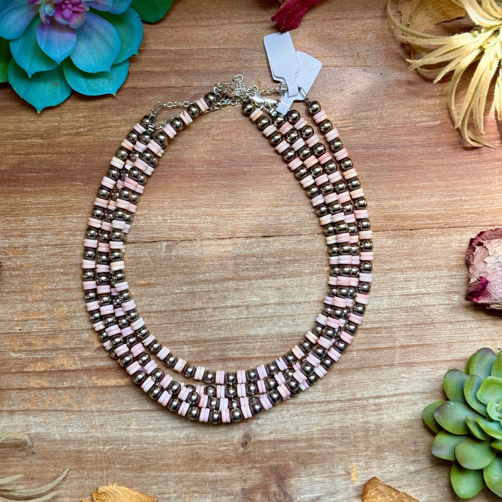 Pink Conch & Sterling Silver Choker 6mm