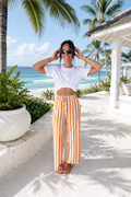 Striped Wide - Leg Casual Pants