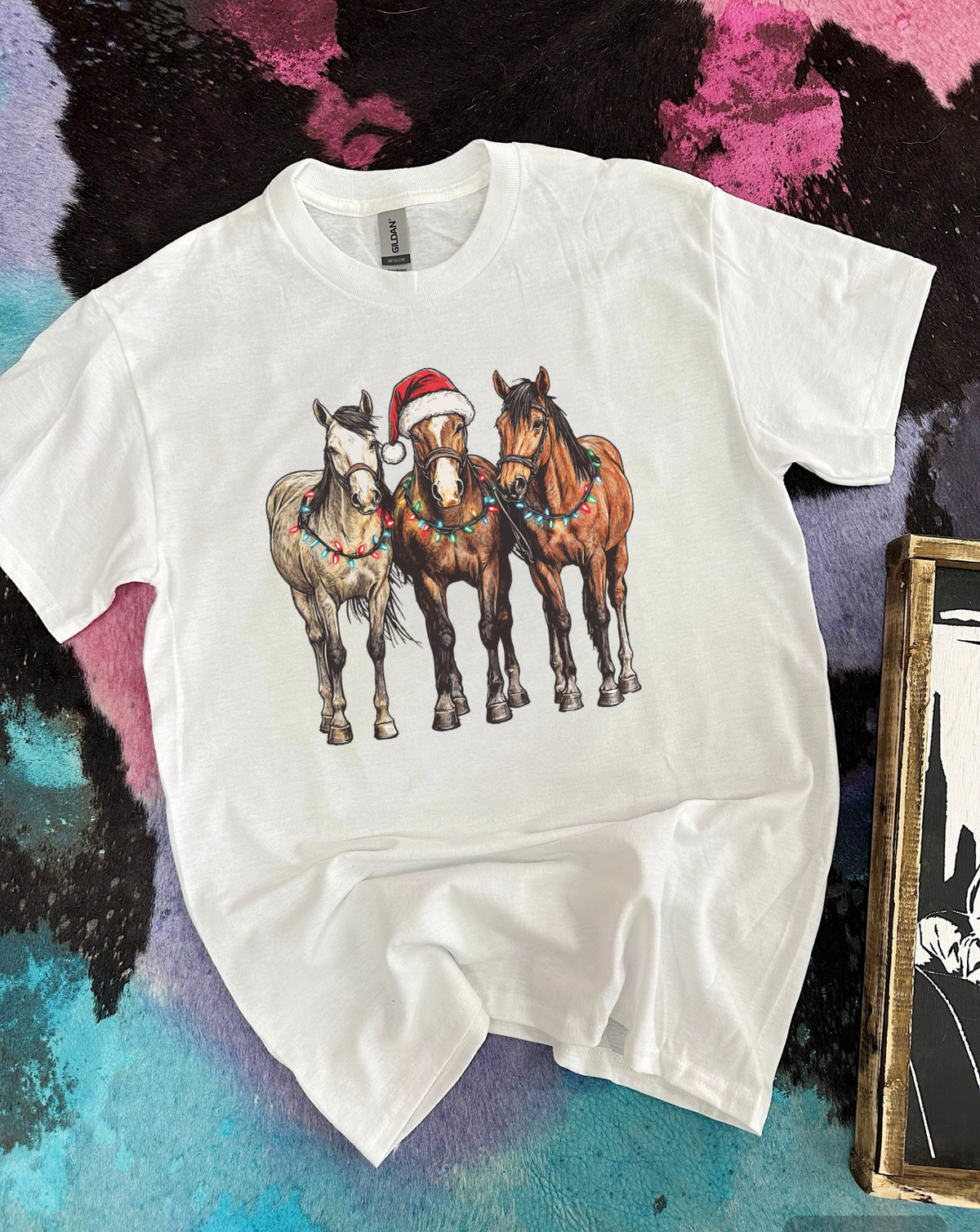 Christmas Light Horsey Tee or Crewneck