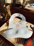 The Pink Conch Silicone Bib in Baby Blue