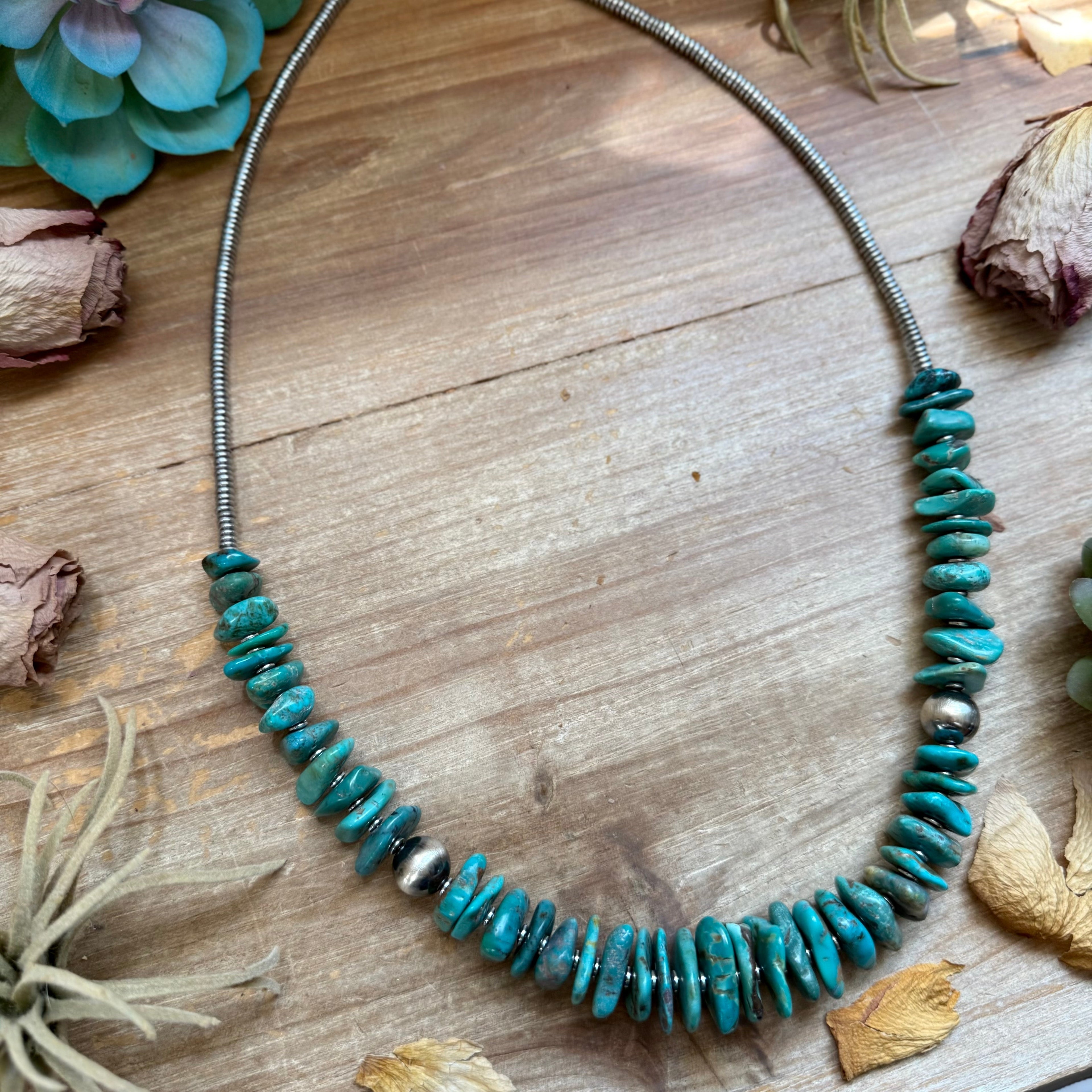 26 inch Graduated Blue Turquoise Statement Necklace