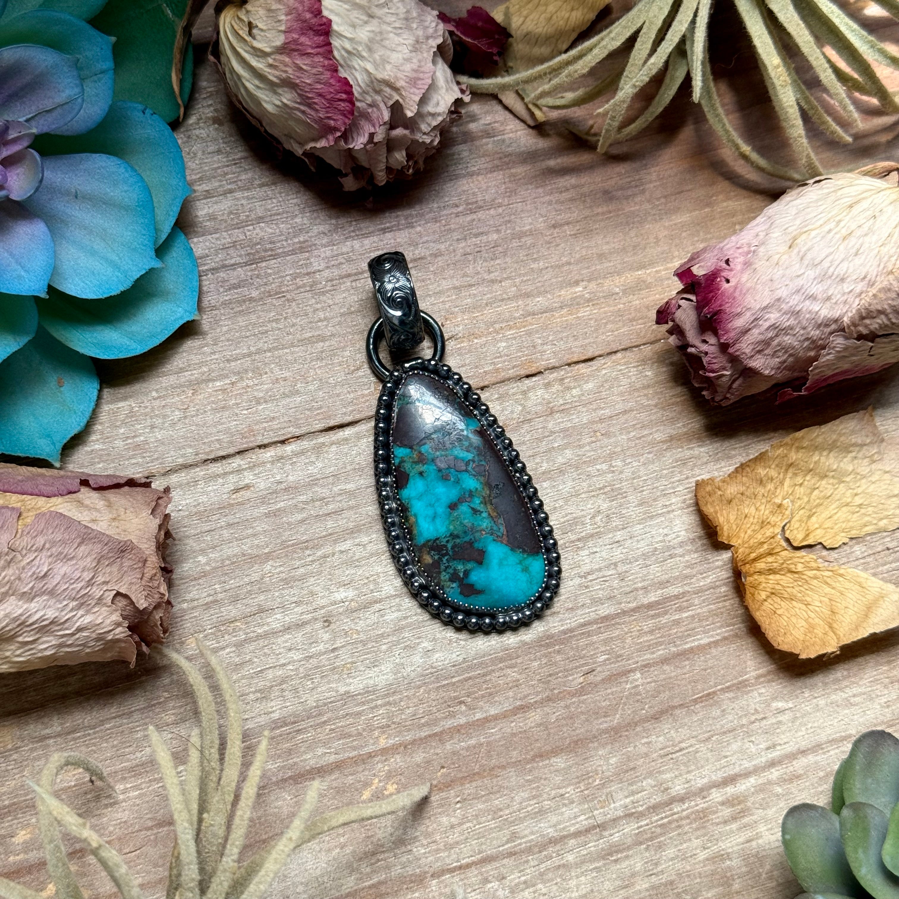 MJ Freeform Turquoise Pendant – Sterling Silver