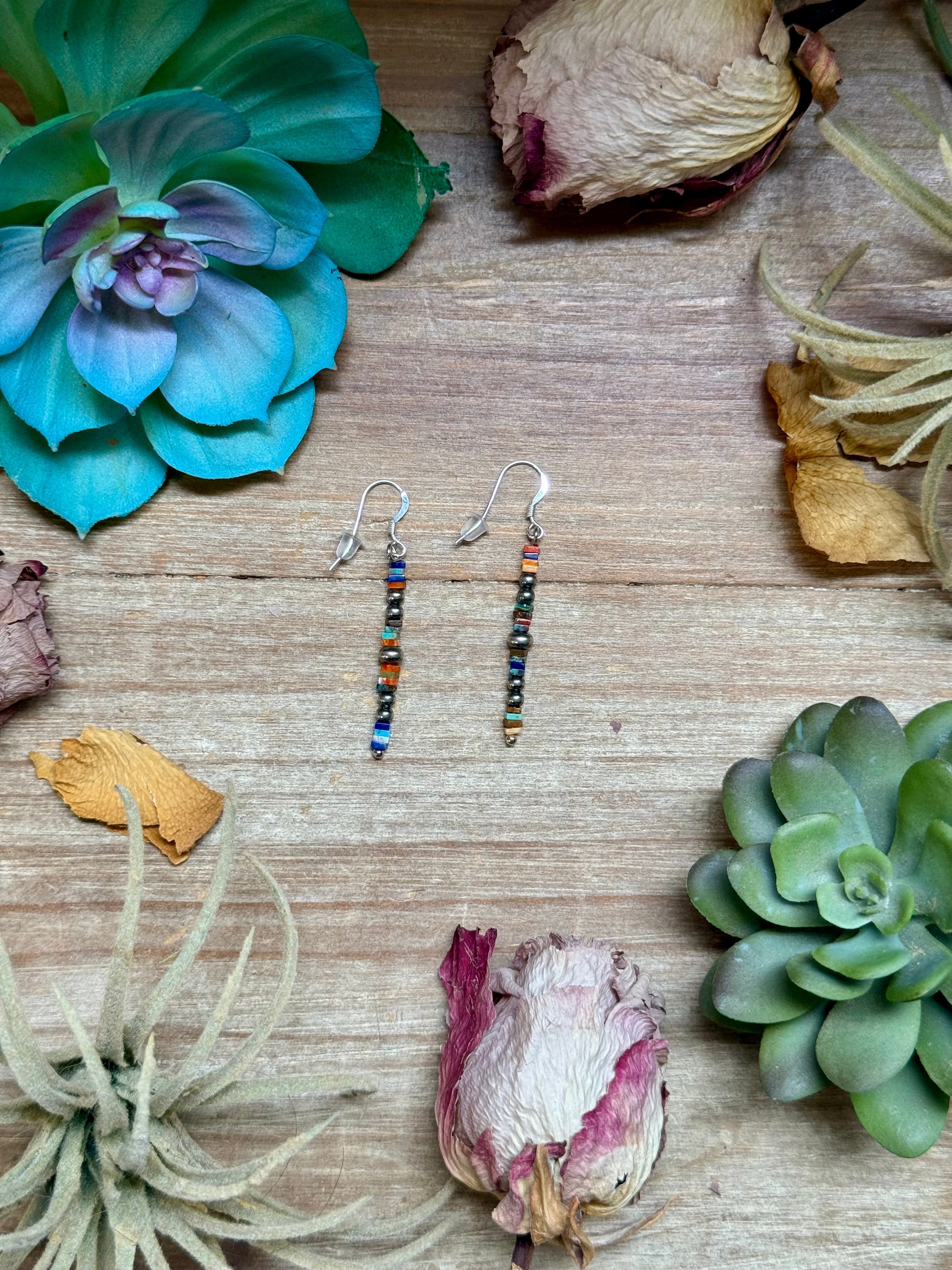 Mixed Stone Cube Earrings