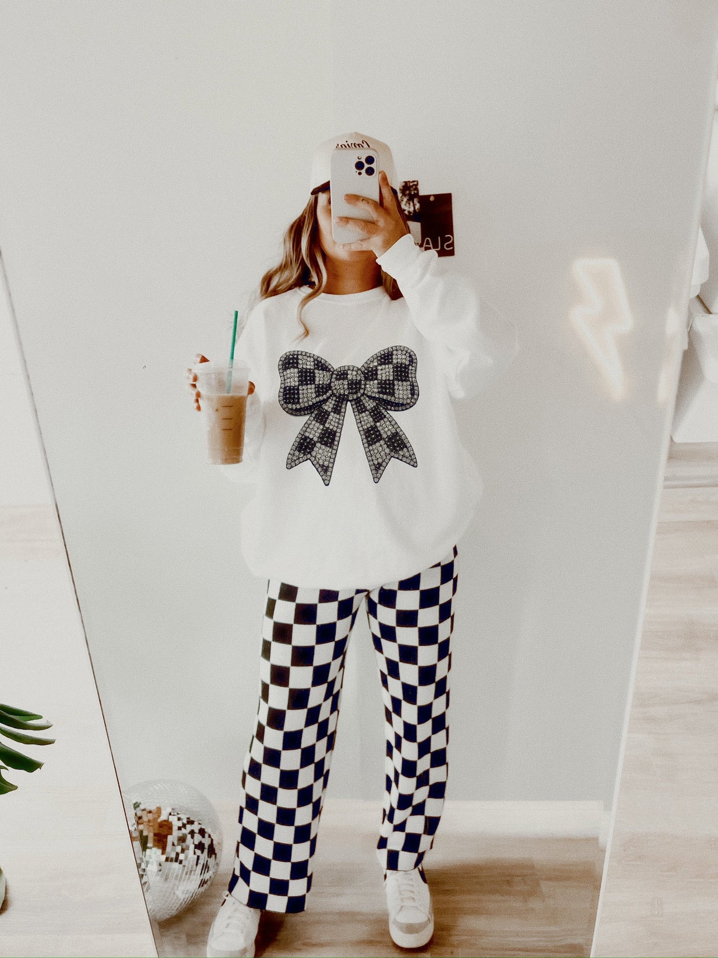 BEDAZZLED CHECKERED BOW